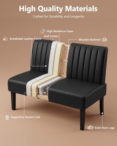 43'' Leather Armless Loveseat - Image 6