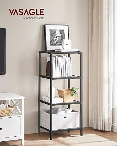 VASAGLE Bookcase Bookshelf, Tempered Glass Bookshelves, Steel Frame - Image 2