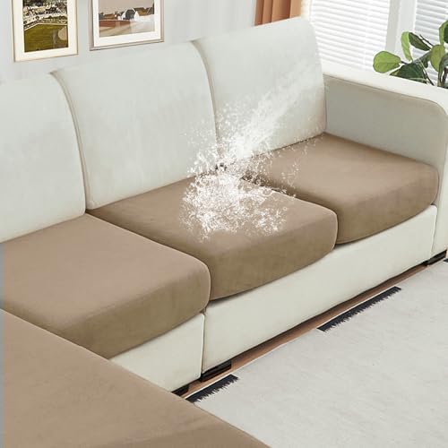NAISI Waterproof Couch Cushion Covers Thick Velvet Fabric Washable Sofa by NAISI
