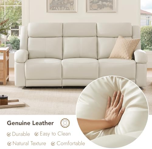 Watson & Whitely Genuine Leather Wall Hugger Power Reclining Sofa - Image 5