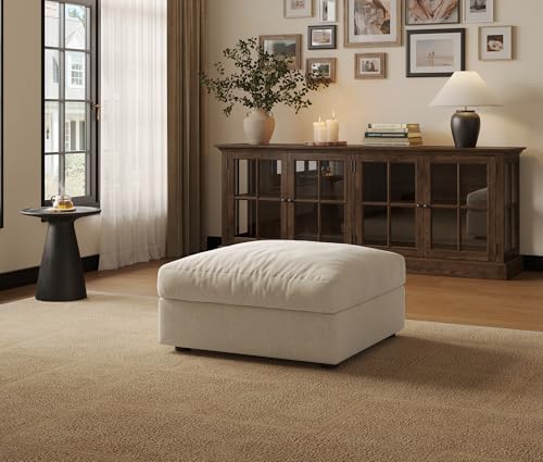 Beige Chenille Storage Ottoman for Cloud Modular Sectional Sofa Couch by Quenvo