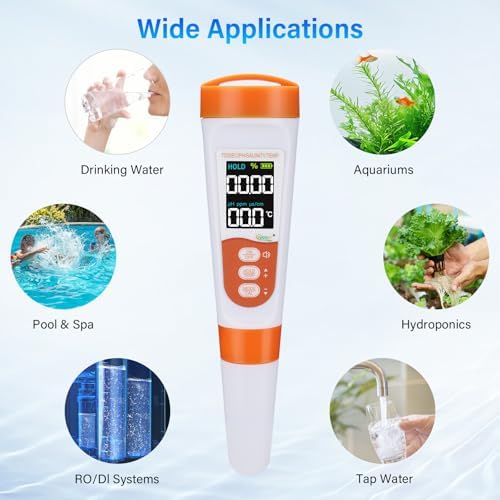 hygger Pool Salt Tester & PH Meter, 5-in-1 Digital Pool Water Tester, High - Image 6