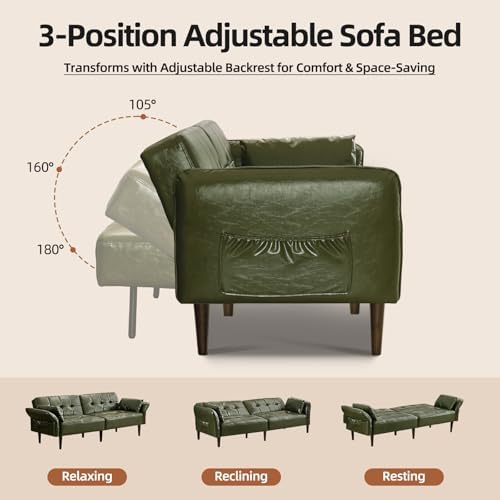 HALLYBEE 85" Futon Faux Leather Couch - Image 6