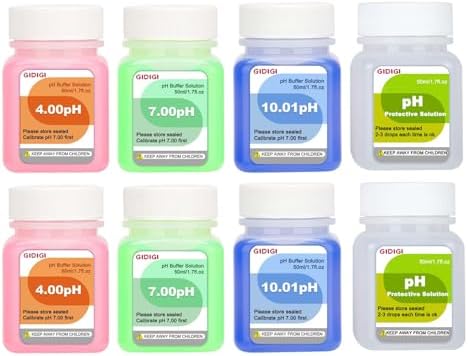 pH Meter Calibration Solution Kit, pH Buffer 4, KCL Solution by GIDIGI