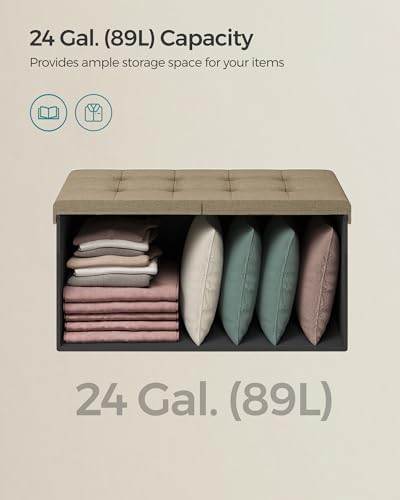 SONGMICS 30 Inches Storage Ottoman, Foldable Bench - Image 5