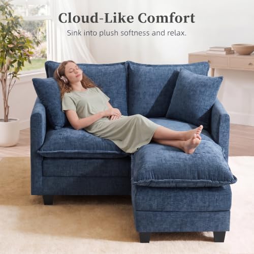 2-Seater Loveseat Sofa with Ottoman, Pet-Friendly Chenille, Washable Pillows - Image 4