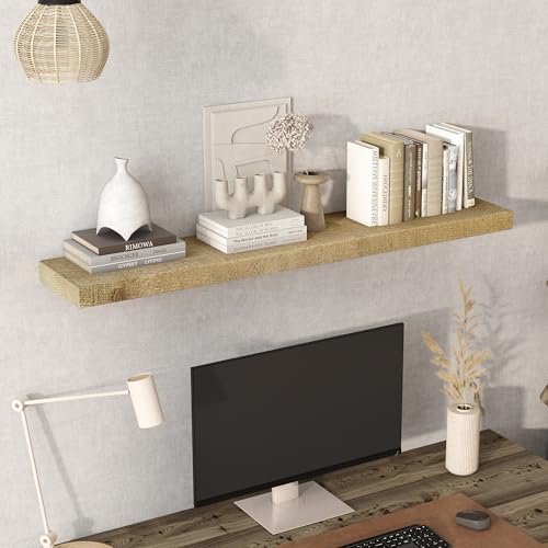 Acovy 48" Unfinished Solid Reclaimed Wood Floating Shelves, Rustic Heavy-Duty - Image 6