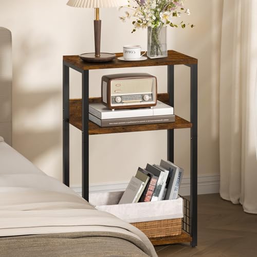 LELELINKY Large Brown Record Player Stand, 3 Tier 18" Wide Big End Table - Image 5