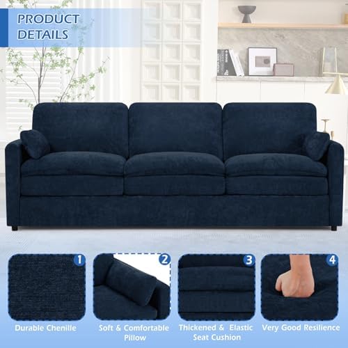 3 Pieces Chenille Sofa Set w/Two Arm Pillows - Image 6