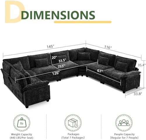 Oversized Modular Sectional Sofa Set, Convertible Deep Seat Cloud Couch - Image 2
