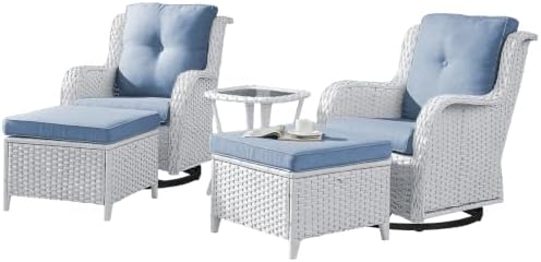 Belord 5 Piece Wicker Patio Furniture Set, Outdoor Swivel Rocker Chairs Set of 2 by Belord