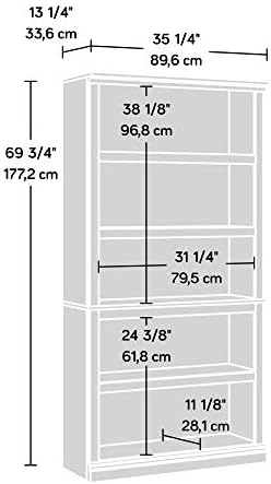 Sauder 5 Tier Book Shelf Wooden Bookcase Multipurpose Bookshelf - Image 3