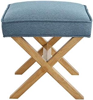 Amazon Basics Small Ottoman Foot Rest, Mid-Century Modern X Square Upholstered - Image 4