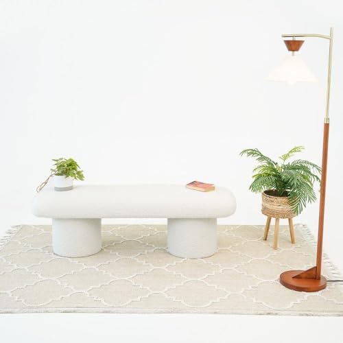 GDFStudio 56" Beautiful Boucle Dining Room Bench, Upholstered End of Bed Bench - Image 5