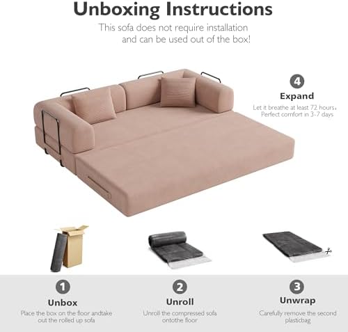 79in Boneless Couch Convertible Futon Sofa Bed Queen - Image 5