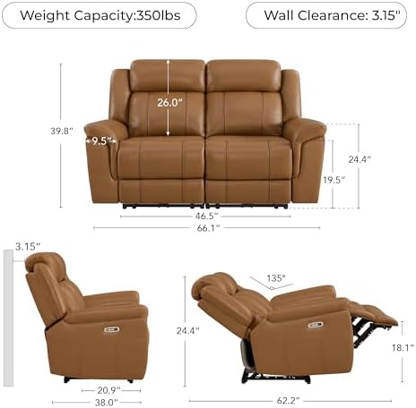 CHITA Leather Power Recliner Sofa Wall Hugger - Image 2