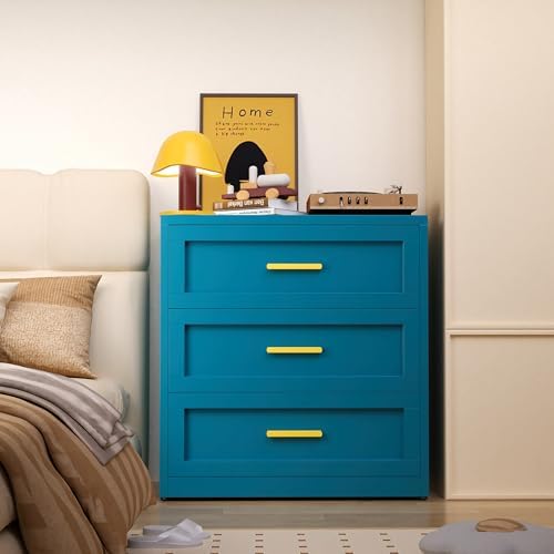 Metal Drawer Dresser for Bedroom，Blue 3 Drawer Dresser - Image 2