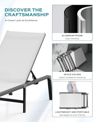 Ciokea Aluminum Foldable Lounge Chairs Set of 2 - Image 4