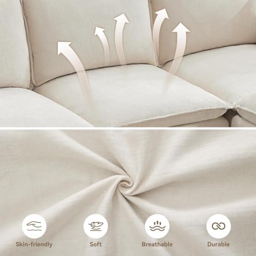 80" Beige Modular Storage Sofa, V Shaped Chenille Cloud Couch - Image 4