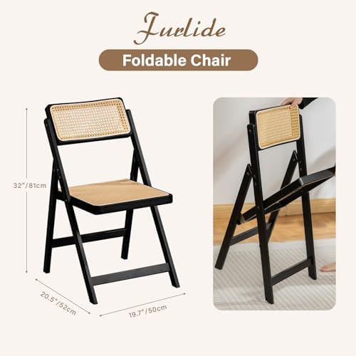 Furlide Rattan Folding Chairs Set of 2, Bamboo Dining Chairs - Image 2