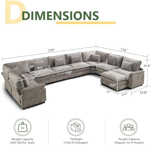 Oversized Modular Sectional Sofa Set, Convertible Deep Seat Cloud Couch - Image 2