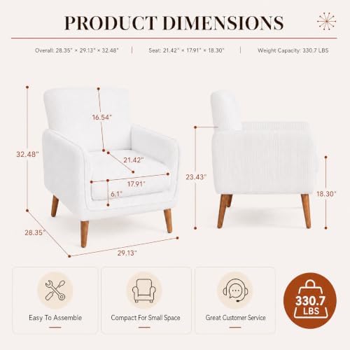 VINGLI Mid Century Modern Low Back Accent Chair - Image 2