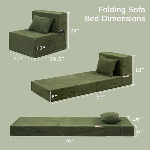 Folding Sofa Bed, Convertible Sleeper Chair Bed, Floor Sofa - Image 2