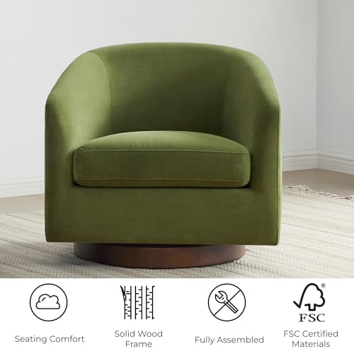CHITA Swivel Accent Chair, FSC Wood Frame, Fully Assembled, Forest Green - Image 3