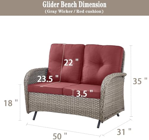 Belord Outdoor Glider Bench Patio Loveseat - Image 2