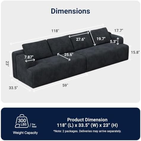 Avenco Modular Sectional Sofa, Boneless Couches - Image 2