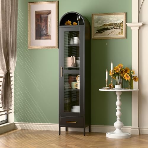 METAN 73" Narrow Metal Arched Cabinet - Image 2