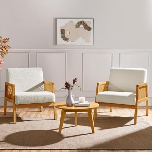 Yaheetech Rattan Accent Chairs Set of 2, Boho Vintage Armchairs - Image 5