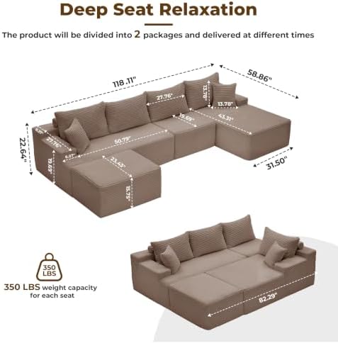 Mangodan Cloud Sectional Couch, Boneless Couches - Image 3