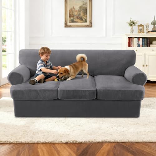 Turquoize T Cushion Sofa Slipcover 4 Piece Sofa Covers - Image 3