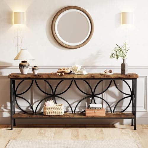 LITTLE TREE Sofa Table, 70.9 Inch Industrial Behind Couch Table - Image 5