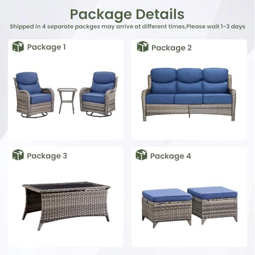Swivel Patio Chairs sofa Set of 7 - Image 3