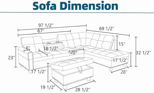 Faux Leather Sectional Couches for Living Room - Image 2