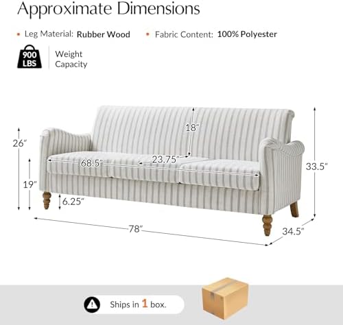 HULALA HOME Farmhouse 3 Seater Sofa - Image 2