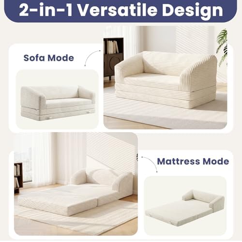 JUIKURY Folding Sofa Bed with Backrest, Boneless Fold Out Couch with Handle - Image 6
