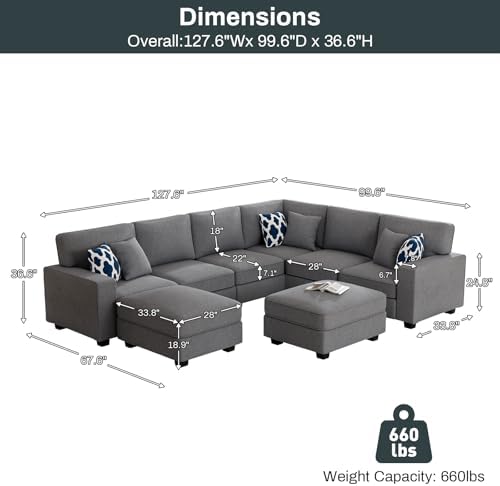 Legend Vansen Oversized Modular Sectional Sofa, U/L‑Shaped Reversible Couch - Image 3