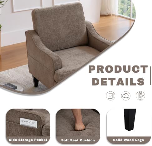 Accent Chair for Living Room, Mid-Century Arm Chair Chenille Fabric Living Room - Image 5