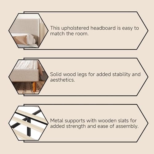 Queen Size Linen Platform Bed Frame - Image 5