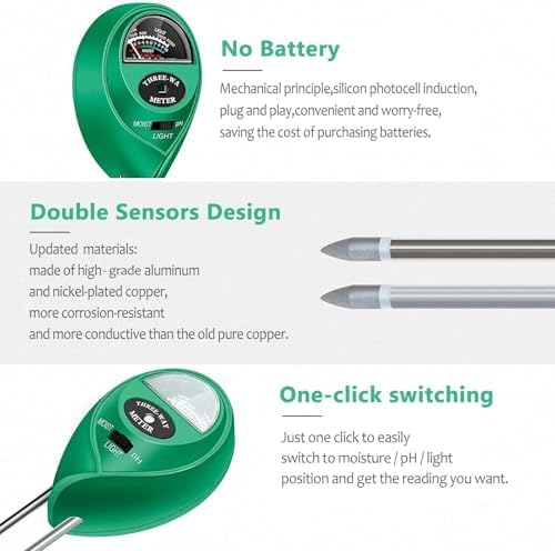 apine Soil Moisture Meter, 3 in 1 Soil pH Tester, Soil Tester - Image 4