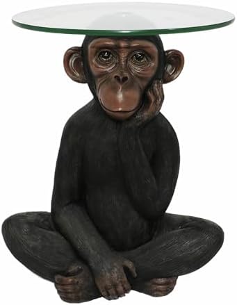 Animal Resin Side Table, Monkey Shaped Tempered Glass Coffee Table by Unknown