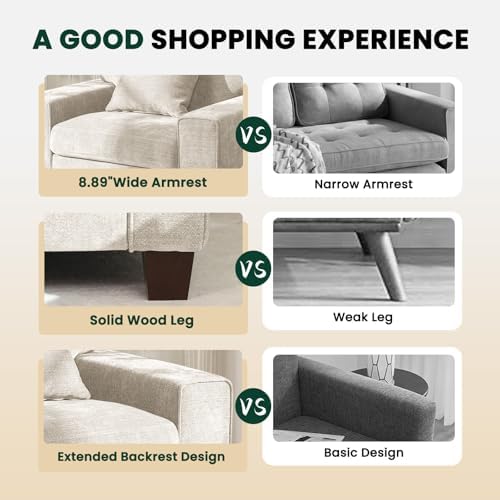 DOPEDIO 88.58" Sofa Set, Chenille Loveseat & 2 Accent Chairs - Image 5