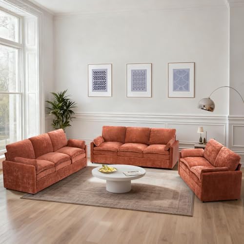 3 Pieces Chenille Sofa Set w/Two Arm Pillows by ACMEASE