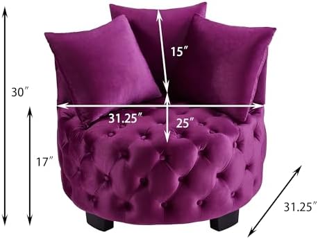 Modern Velvet Round Accent Armchair - Image 2
