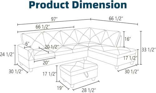 97" L Shaped Couch Set Velvet, Modular Sectional Couches - Image 2
