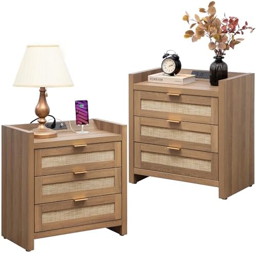 SICOTAS Rattan Night Stand Set of 2 : Bedside Table by SICOTAS