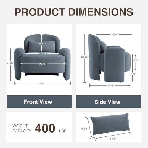 LOULENS Accent Chair Set of 2, Linen Fabric Lounge Armchair - Image 2